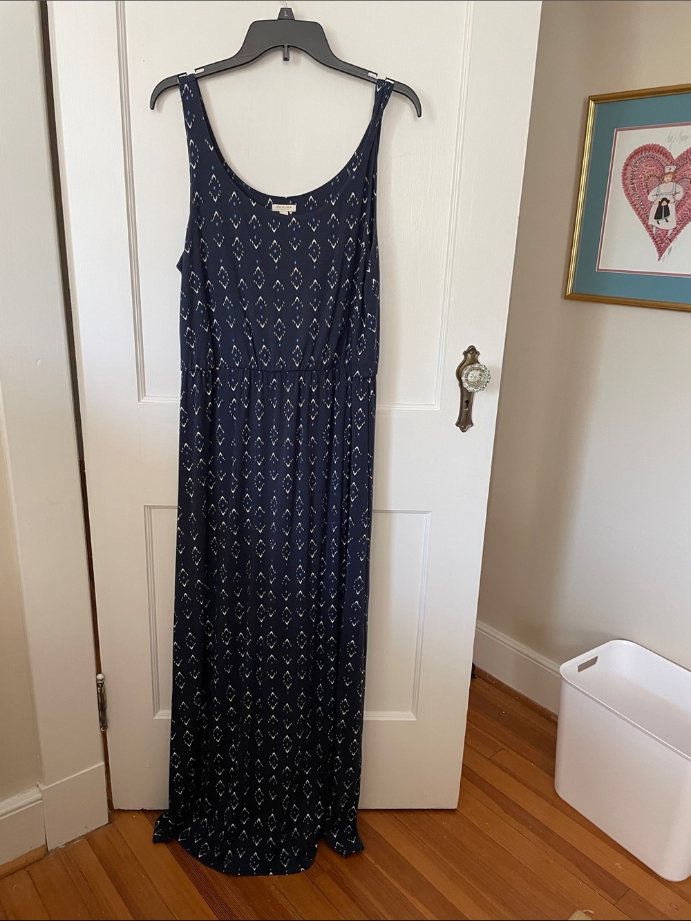 Sonoma Navy Maxi Dress with White Geometric Print
